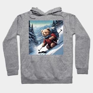 Teddy skiing down a hill in the snow Hoodie